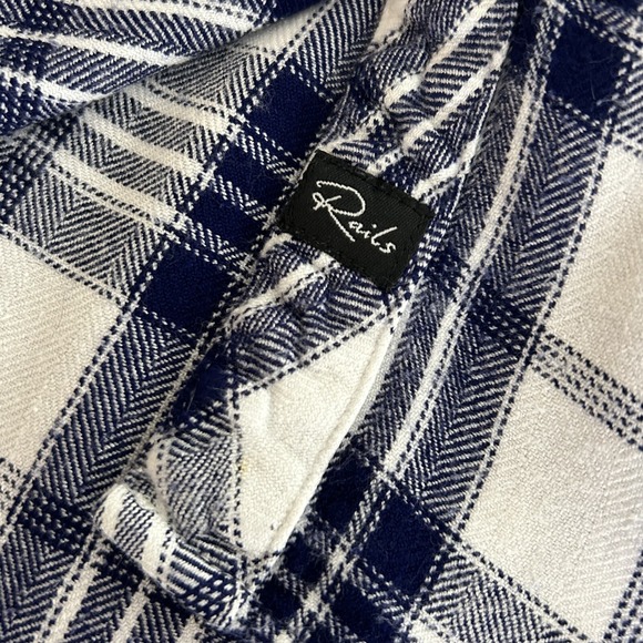 RAILS Navy Blue White PLAID Flannel Button Up SHIRT S Outdoor Casual Hiking - Picture 12 of 12